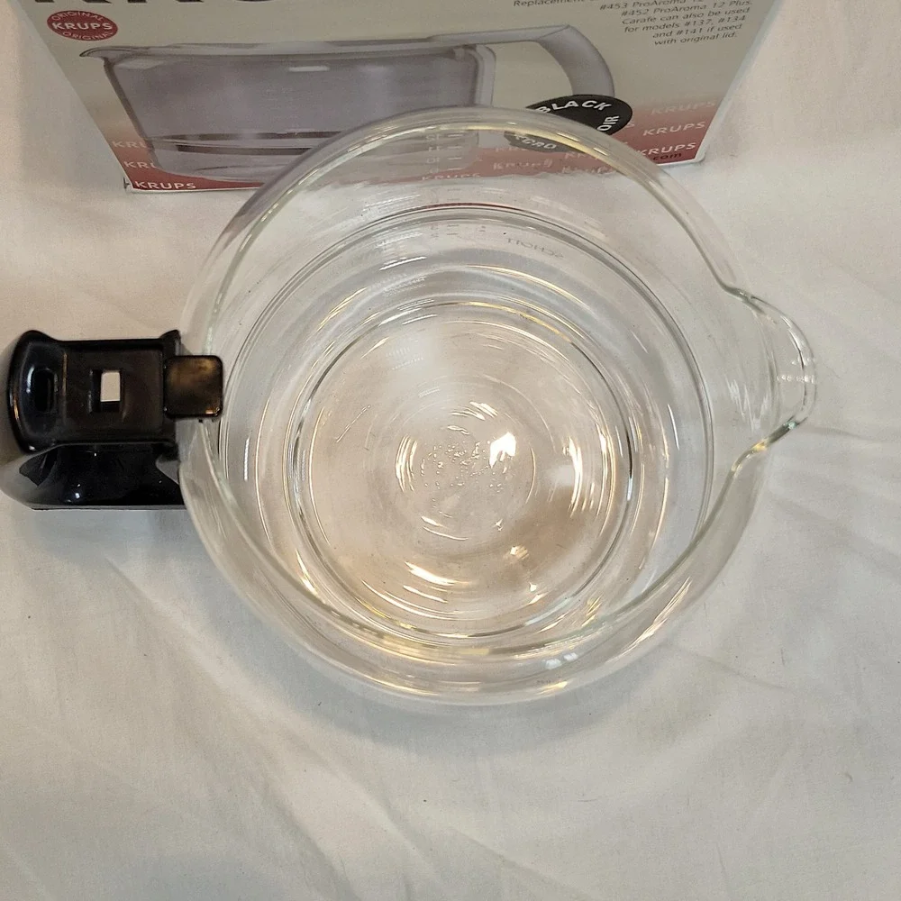 Krups 12 Cup Carafe and Lid Black Replacement Coffee Pot Glass ProAroma 453 452